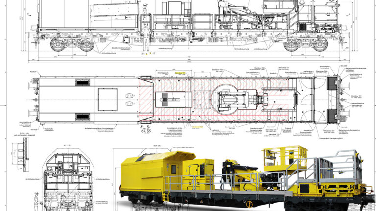 Massplan einer Anlage zur Tunnelwartung